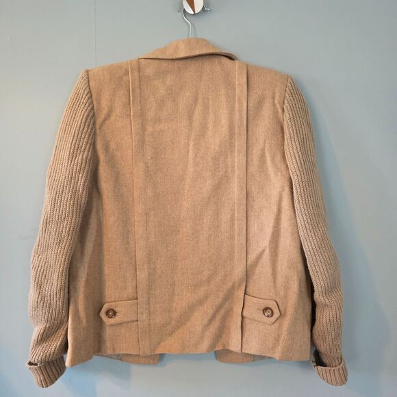 Vintage Arthur Jay Wool Sweater Camel Tan Women's Woven Jacket Blazer Size Small - Picture 6 of 8